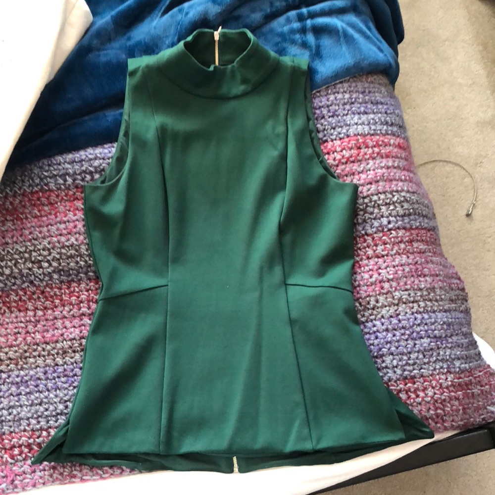 White House Black Market Green Mock Neck Tank